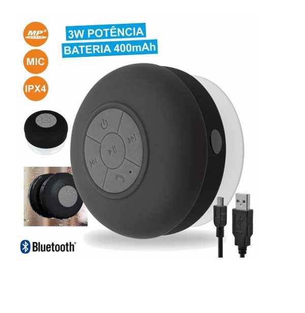 Coluna Bluetooth Portátil 3W USB/SD - Preto